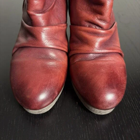MIZ MOOZ Womens Size 36/US 5.5-6 Baron Red Leather Wedge Ankle Boots Booties - Picture 4 of 11